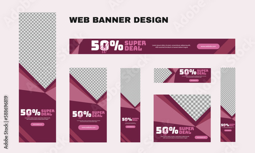 set of modern business web banners in standard size with a place for photos. Business ad banner cover header background for website design, Social media cover ads banner template.