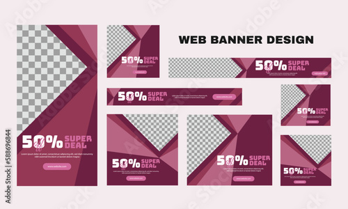 set of modern business web banners in standard size with a place for photos. Business ad banner cover header background for website design, Social media cover ads banner template.