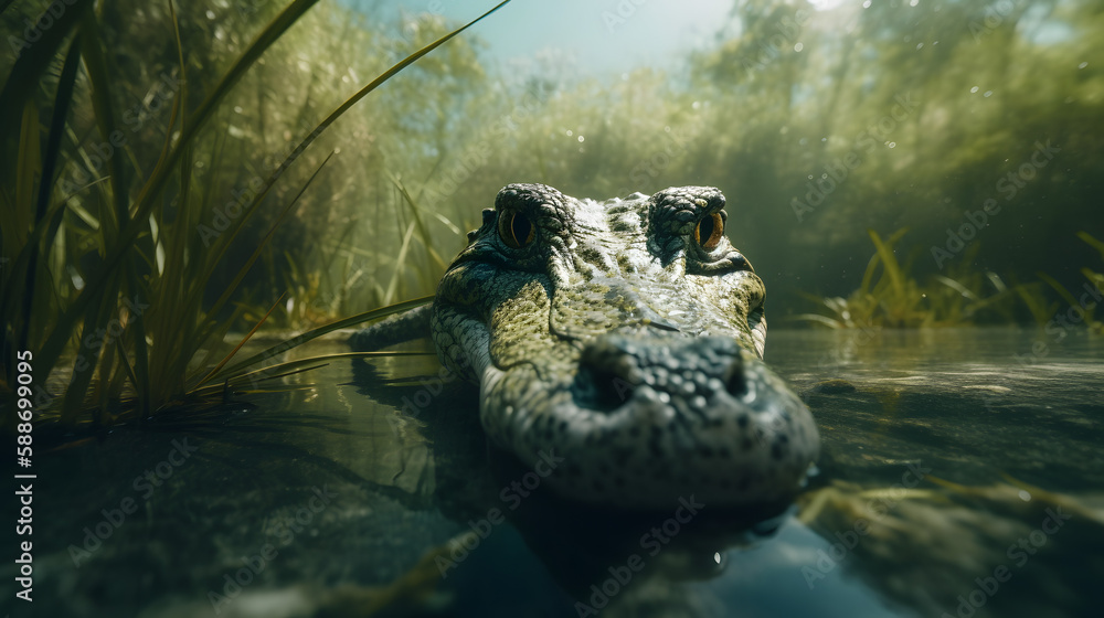 The Life of Freshwater Crocodiles. Generative AI