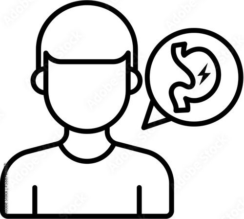 black outline person with stomach pain clip art preview
