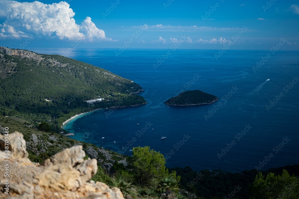 Aerial view of the mountains and the sea in Mallorca,Spain Aerial view of the mountains and the sea in Mallorca,Spain