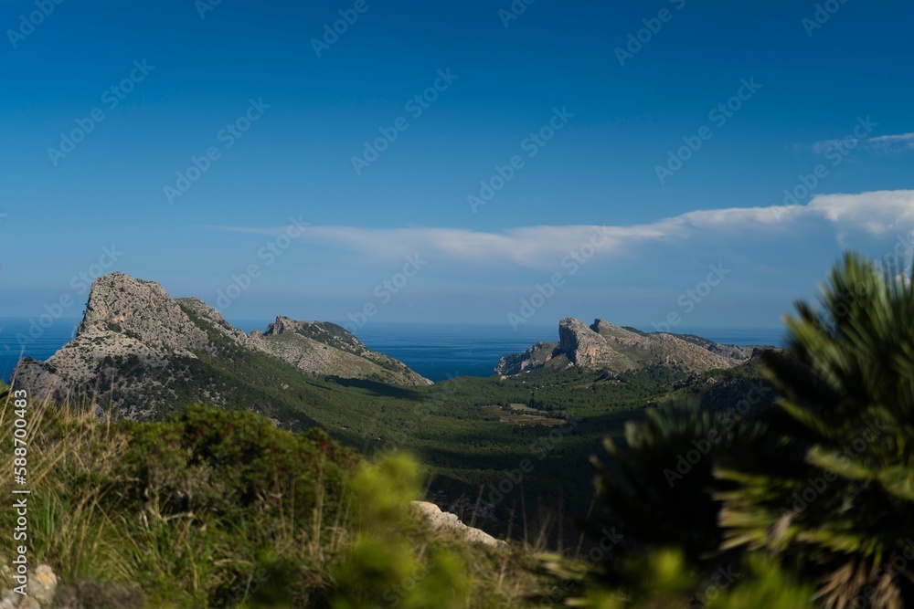 Aerial view of the mountains and the sea in Mallorca,Spain Aerial view of the mountains and the sea in Mallorca,Spain