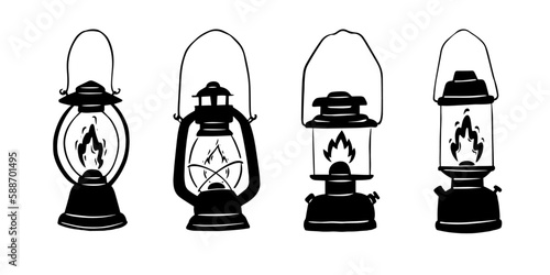  Draw black kerosene lamp on white background.