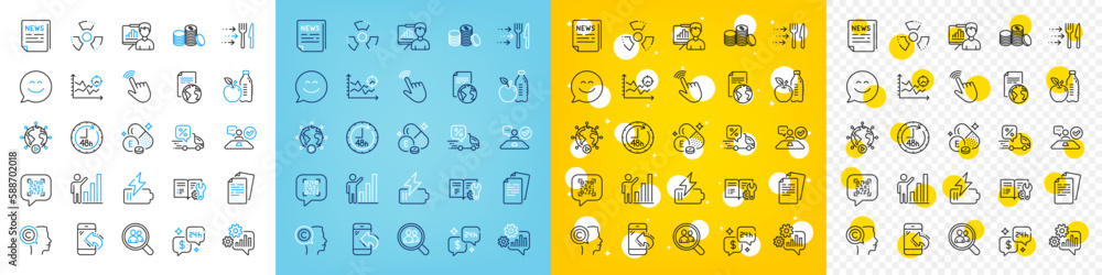 Vector icons set of Search employees, Fake news and Documents line icons pack for web with Food delivery, Presentation board, Job interview outline icon. Battery, Cogwheel. Vector Vector icons set of Search employees, Fake news and Documents line icons pack for web with Food delivery, Presentation board, Job interview outline icon. Battery, Cogwheel. Vector