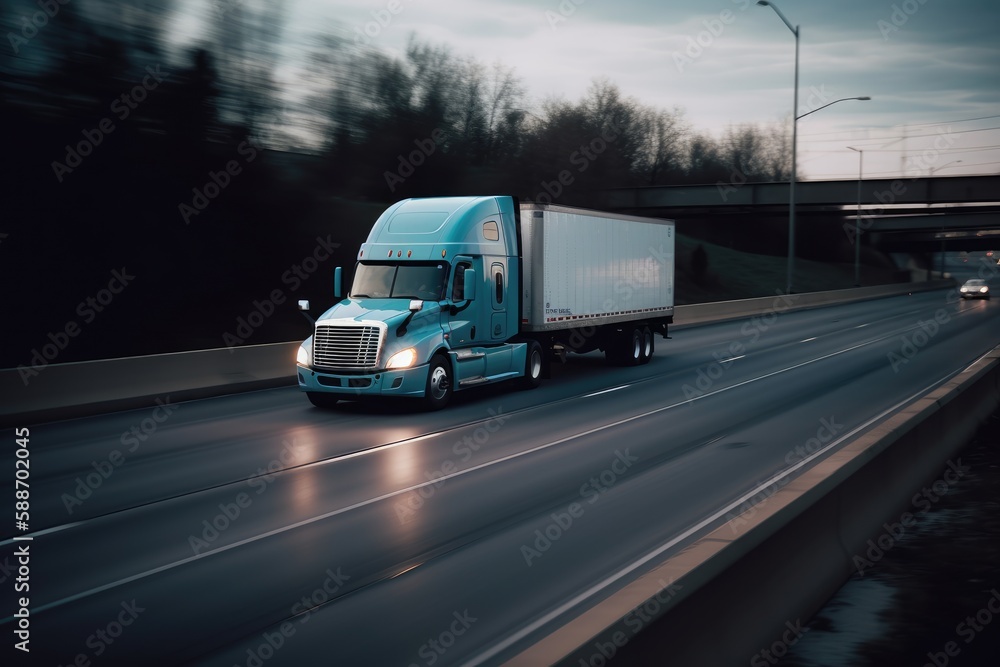 
truck driving on a freeway - motion blur