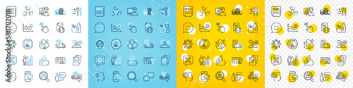 Vector icons set of Search employees, Fake news and Documents line icons pack for web with Food delivery, Presentation board, Job interview outline icon. Battery, Cogwheel. Vector