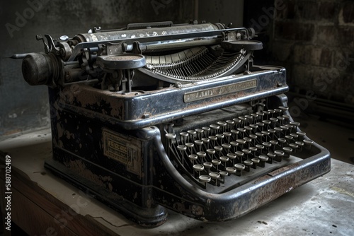 old retro dusty typing machine