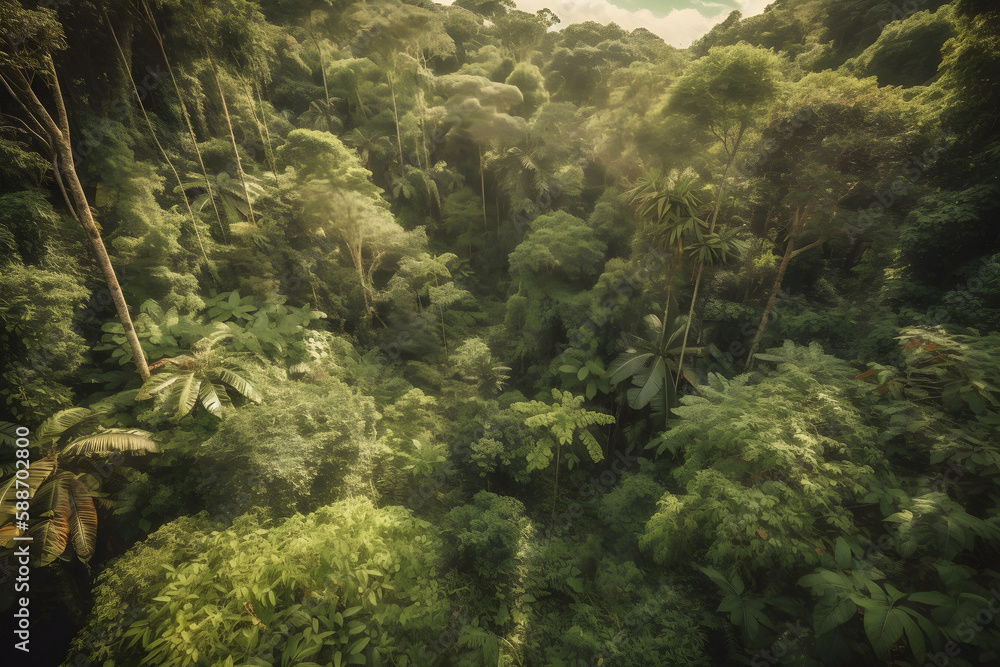 Tropical forest landscape. Generative AI