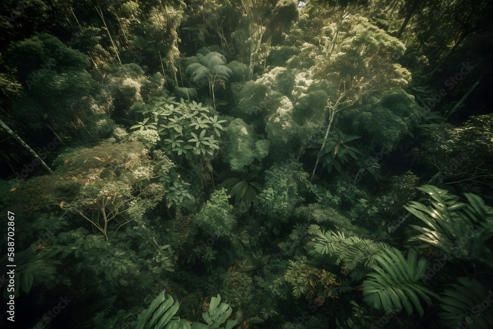 Tropical forest landscape. Generative AI Tropical forest landscape. Generative AI