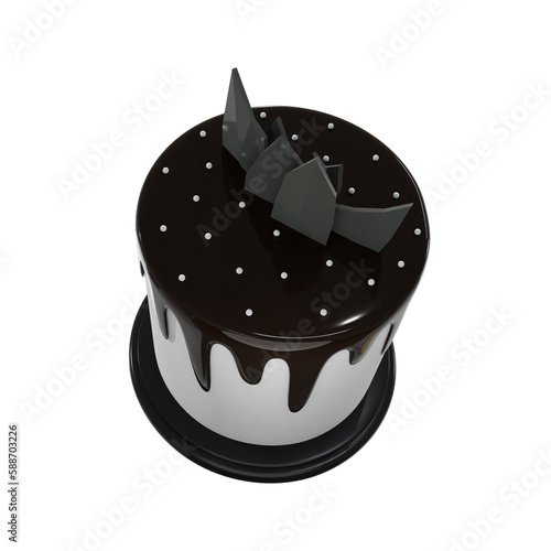 Black forest cake, food, birthday, party, for mockup template, Premium Quality, PNG, decoration,  3d, illustration, view render, hd, alpha background, format, new year