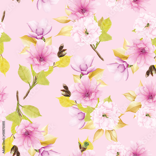 Wallpaper Mural cherry blossom floral summer and spring seamless pattern Torontodigital.ca