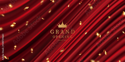 Design your opening card with an elegant ribbon. on red background business banner template vector illustration