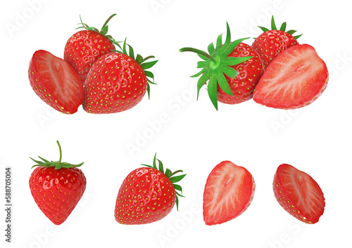 strawberries isolated on transparent background