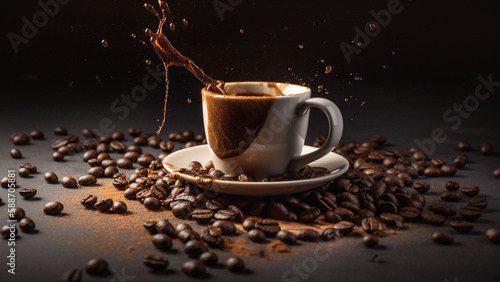 cup of coffee with beans