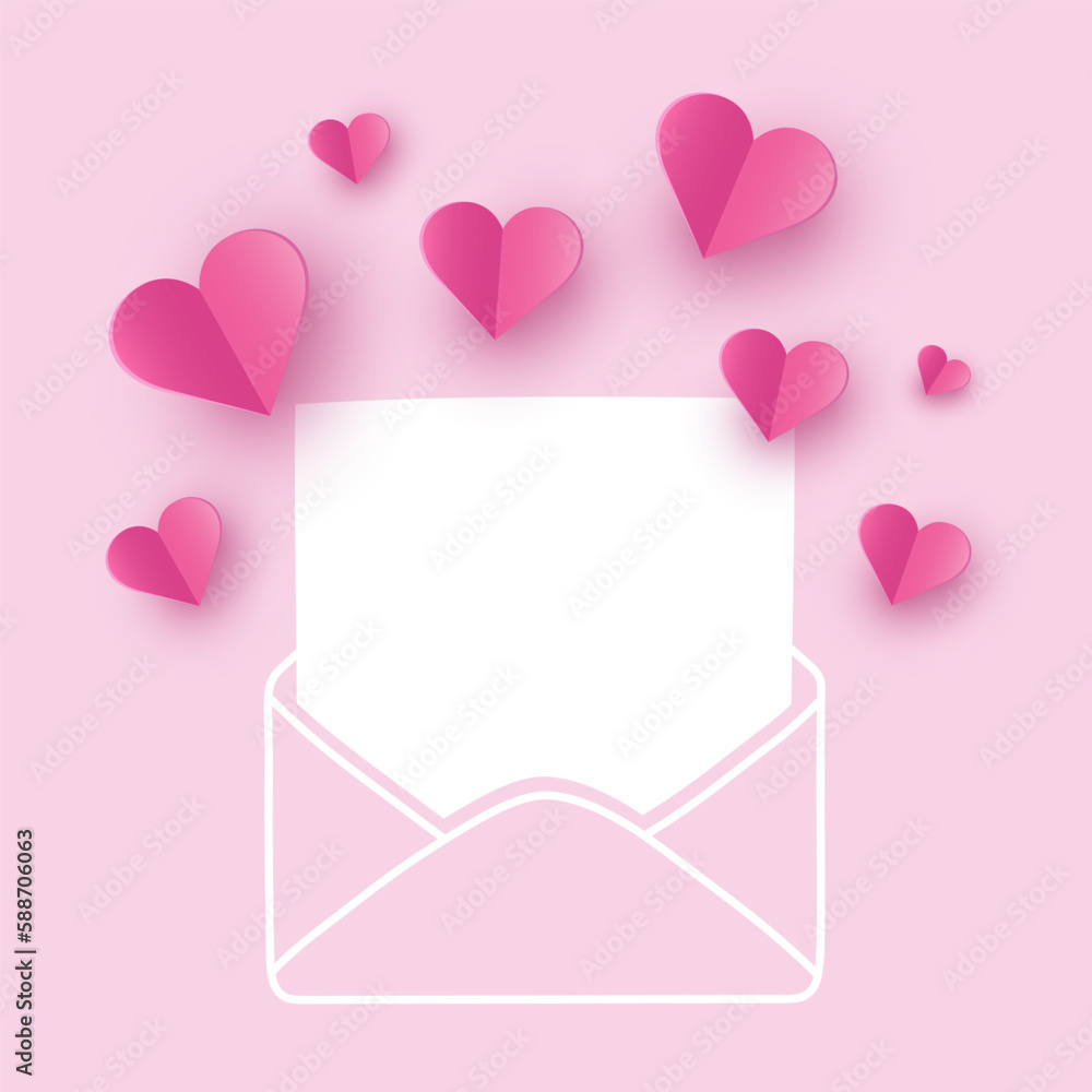 Envelope with hearts. Concept for Valentine’s Day, Mother’s Day and Women’s Day. Vector illustration Envelope with hearts. Concept for Valentine’s Day, Mother’s Day and Women’s Day. Vector illustration