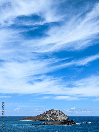 Vertical shot of the Makapuu beach looking towards Waimanalo Bay on the Windward in Oahu, Hawaii