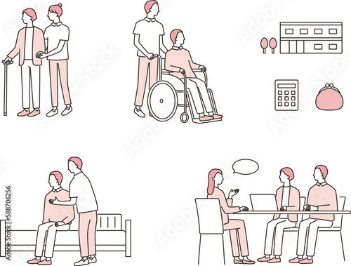 様々な介護、医療福祉のシーンセット
