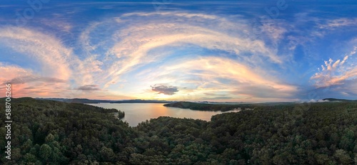 Fototapeta Naklejka Na Ścianę i Meble -  Beautiful drone view of the forest near Lake Jocassee in South Carolina, USA