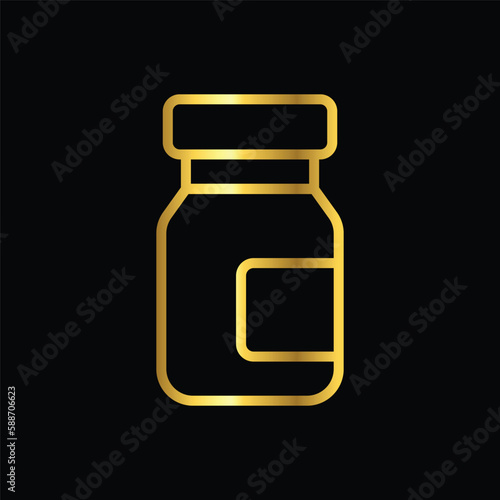 gold medicine bottle, icon, vector, design, template, illustrasi, logo, flat, style, trendy, collection