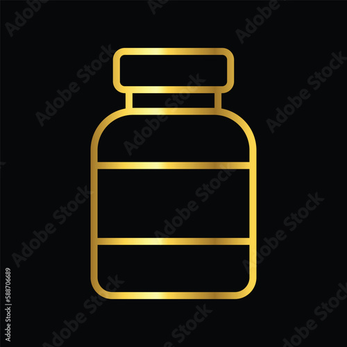 gold medicine bottle, icon, vector, design, template, illustrasi, logo, flat, style, trendy, collection