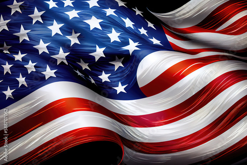 Vintage American flag on a chalkboard with space for text. Generative Ai