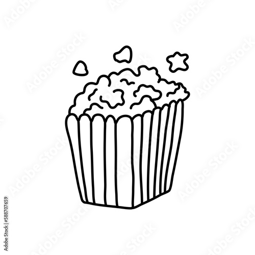 popcorn hand drawn vector. pop corn sketch isolated illustration