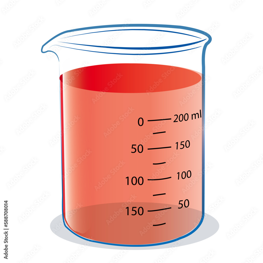 beaker with red liquid beaker with red liquid