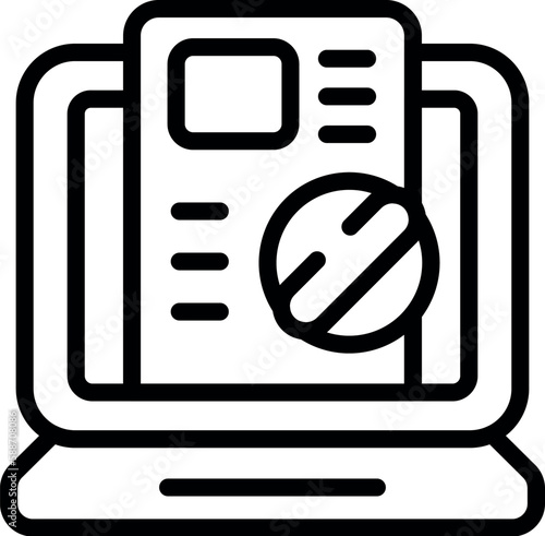 Laptop block icon outline vector. Internet account. Lock profile