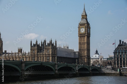 Beautiful shot of the historic bridge and Big Ben near the water in London  United Kingdom
