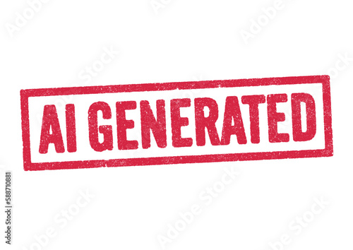 Vector illustration of the word AI Generated in red ink stamp