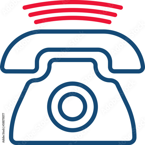 Retro telephone ringing thin line icon. Alarm, urgent call. Vector illustration.