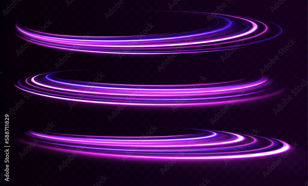 Luminous bright background. High speed effect motion blur night lights blue and red. Magic shining neon light line trails. Purple glowing wave swirl, impulse cable lines. Long time exposure. Vector Luminous bright background. High speed effect motion blur night lights blue and red. Magic shining neon light line trails. Purple glowing wave swirl, impulse cable lines. Long time exposure. Vector
