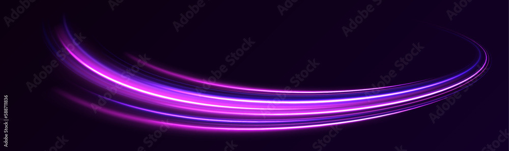 Luminous bright background. High speed effect motion blur night lights blue and red. Magic shining neon light line trails. Purple glowing wave swirl, impulse cable lines. Long time exposure. Vector Luminous bright background. High speed effect motion blur night lights blue and red. Magic shining neon light line trails. Purple glowing wave swirl, impulse cable lines. Long time exposure. Vector