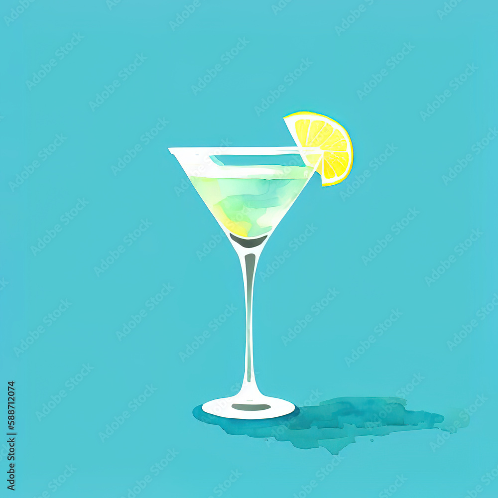 Classic alcohol cocktail glasses. Flat illustration style. Generative ai Classic alcohol cocktail glasses. Flat illustration style. Generative ai