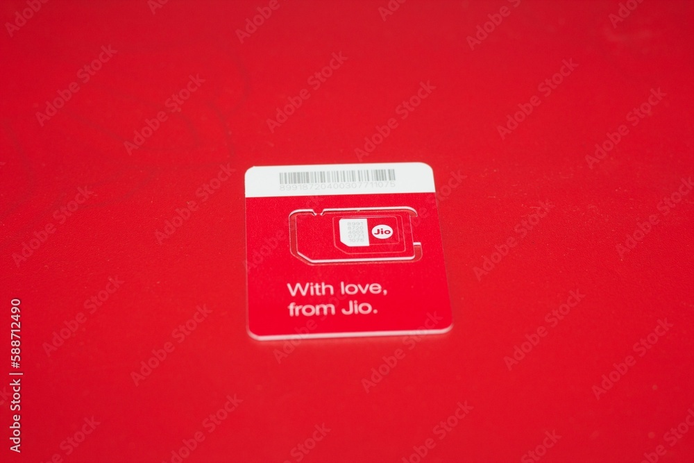 Jio SIM With Every JioFi or 4G Smartphone Background for text Stock