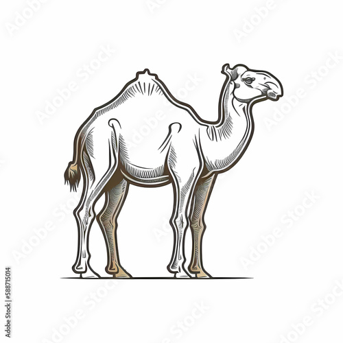 Camel Isolated on White Background. Generative AI