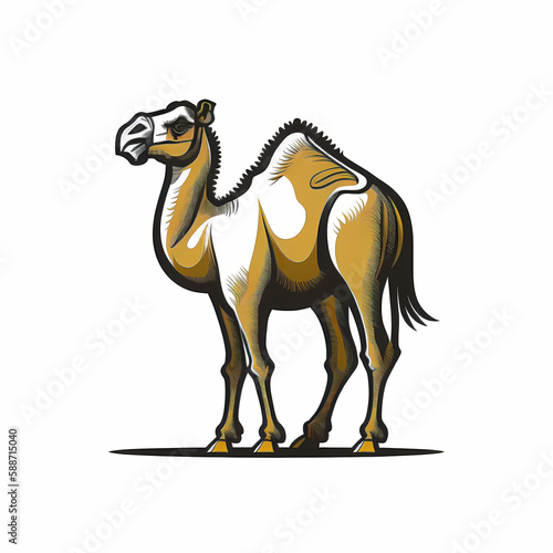 Camel Isolated on White Background. Generative AI