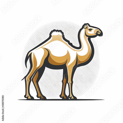 Camel Isolated on White Background. Generative AI