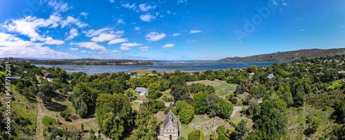 Drone view of Holy trinity church at Belvidere near Knysna in South Africa photo