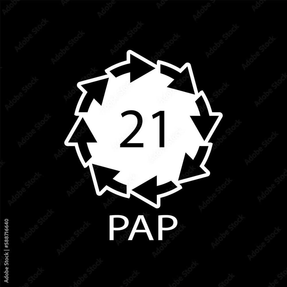 Paper recycling symbol PAP 21 other mixed paper. Vector illustration Paper recycling symbol PAP 21 other mixed paper. Vector illustration
