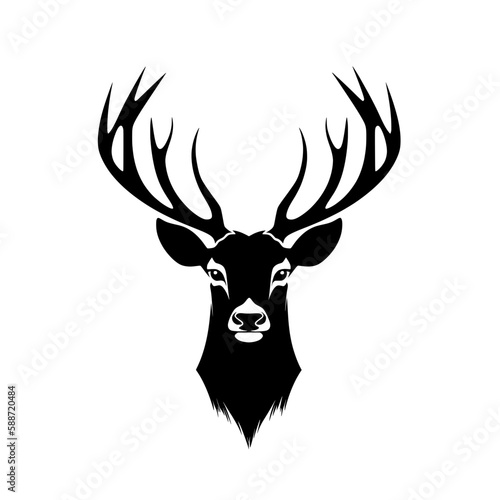 Deer Horns Silhouette in Black and White
