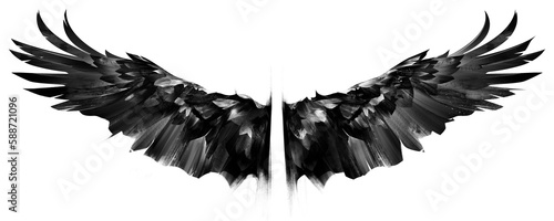 painted wings. graphic drawing in monochrome
