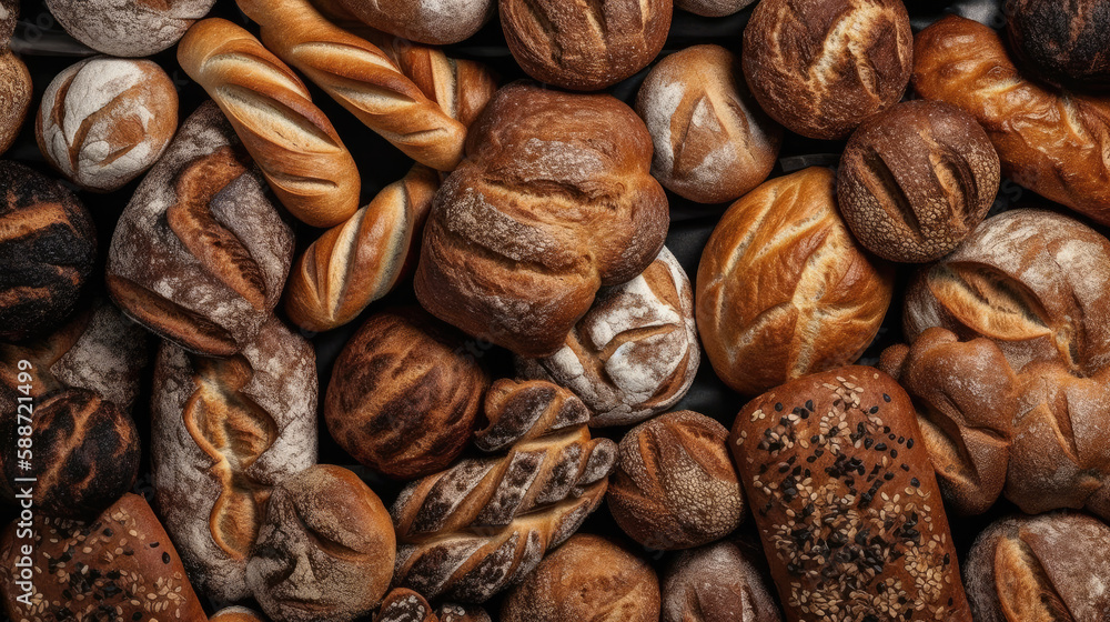close up of bread from bakery created with Generative AI technology close up of bread from bakery created with Generative AI technology