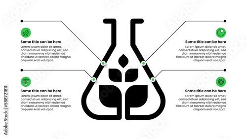 Infographic template. Laboratory tube with plant and 4 steps