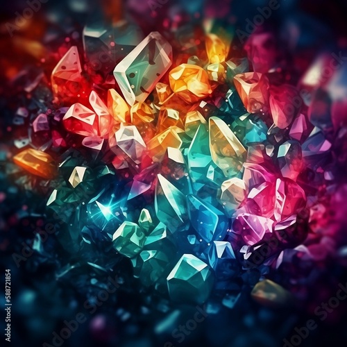 Colorful abstract crystals. Created with Generative AI technology.