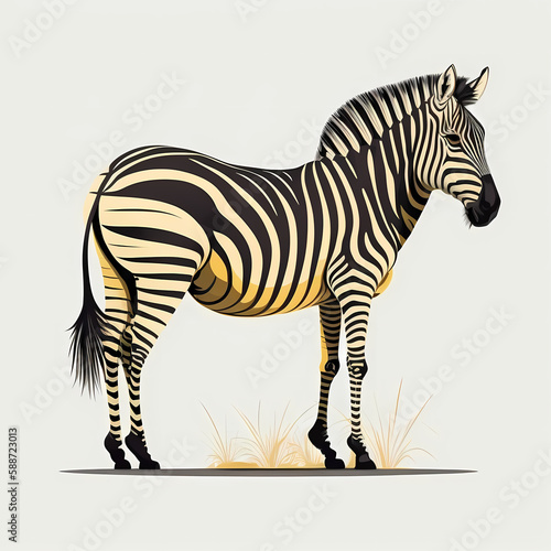 Zebra Isolated White. Generative AI