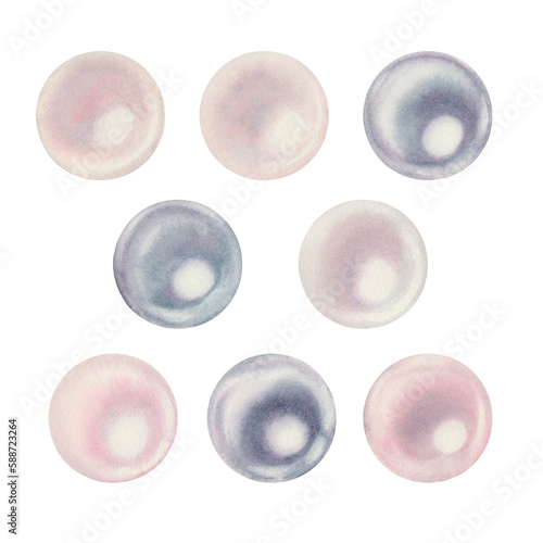 Tableau sur toile Watercolor hand drawn illustration of sea pearls