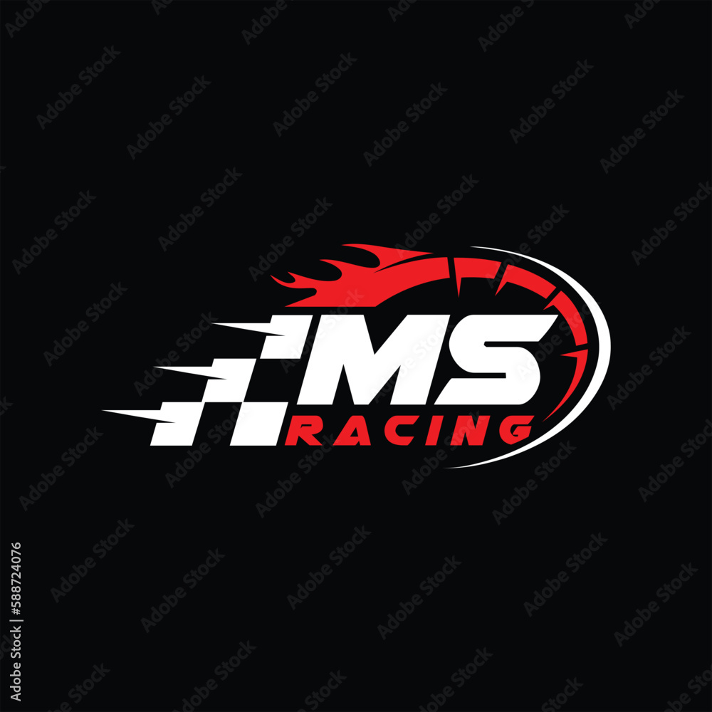 MS initial letter with speed meter logo design, Racing speed logo ...