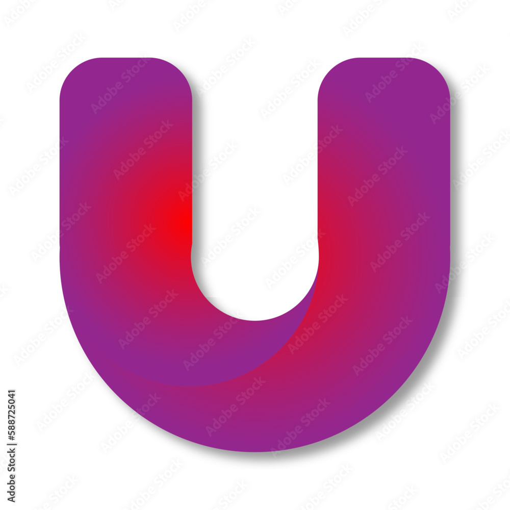 The letter U in pink 3d rendering on a white background. The letter U in pink 3d rendering on a white background.