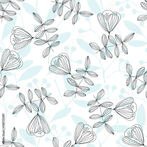 Seamless pattern with abstract flowers. Vector illustration. Floral background. Perfect for design templates  wallpaper  wrapping  fabric and textile.